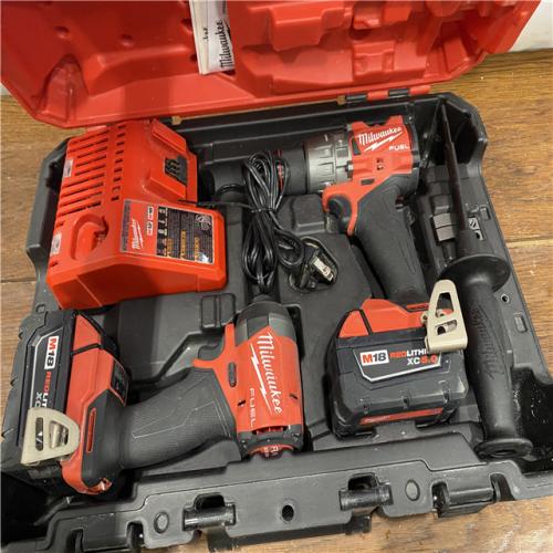 AS-IS MILWAUKEE M18 FUEL 18V Lithium-Ion Brushless Cordless Hammer Drill and Impact Driver Combo Kit (2-Tool) with 2 Batteries