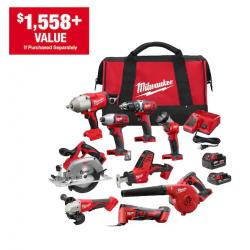 NEW! - Milwaukee M18 18-Volt Lithium-Ion Cordless Combo Kit 9-Tool with 2-Batteries  Charger and Tool Bag