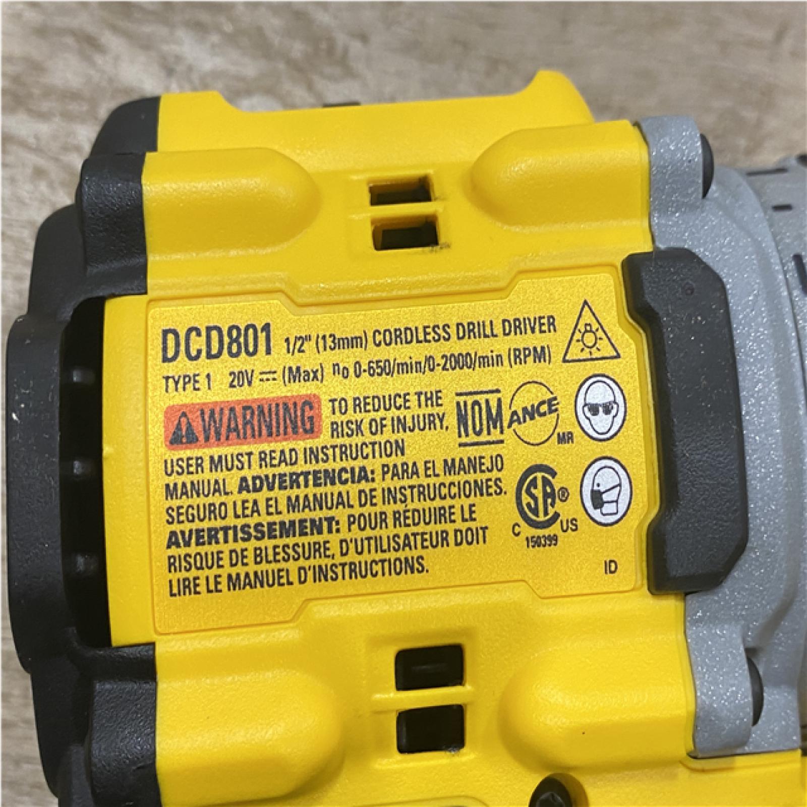 AS-IS DEWALT 20V MAX XR 1/2 Inch Drill Driver Kit - DCD801T1