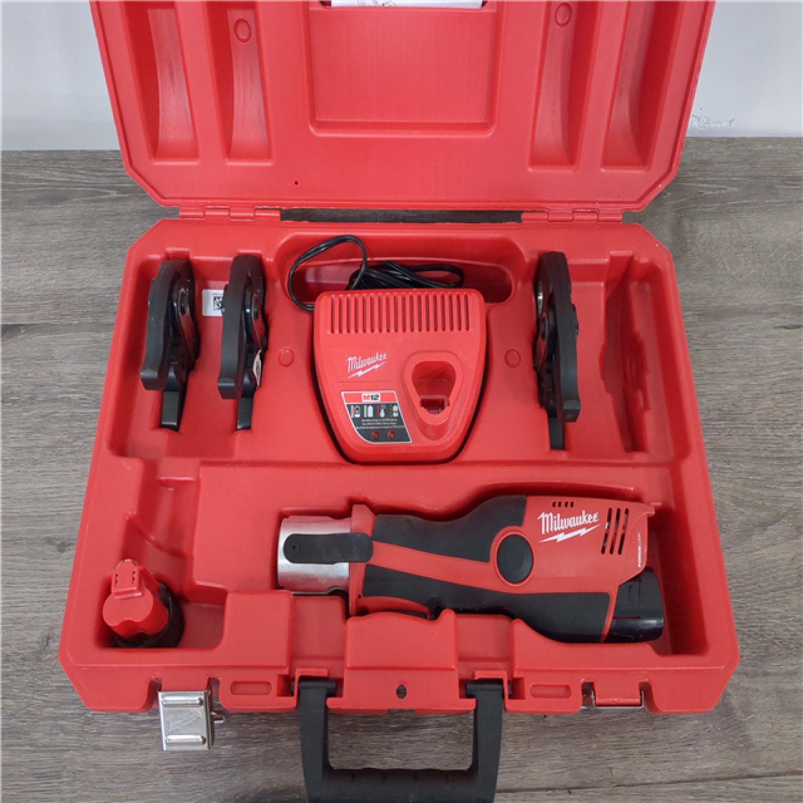 California AS-IS Milwaukee M12 Force Logic Press Tool Kit Includes (2) Batteries  Charger & Hard Case
