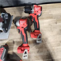 HOUSTON LOCATION - AS-IS Milwaukee M18 18-Volt Lithium-Ion Brushless Cordless Combo Kit (4-Tool) with 2-Batteries, 1-Charger