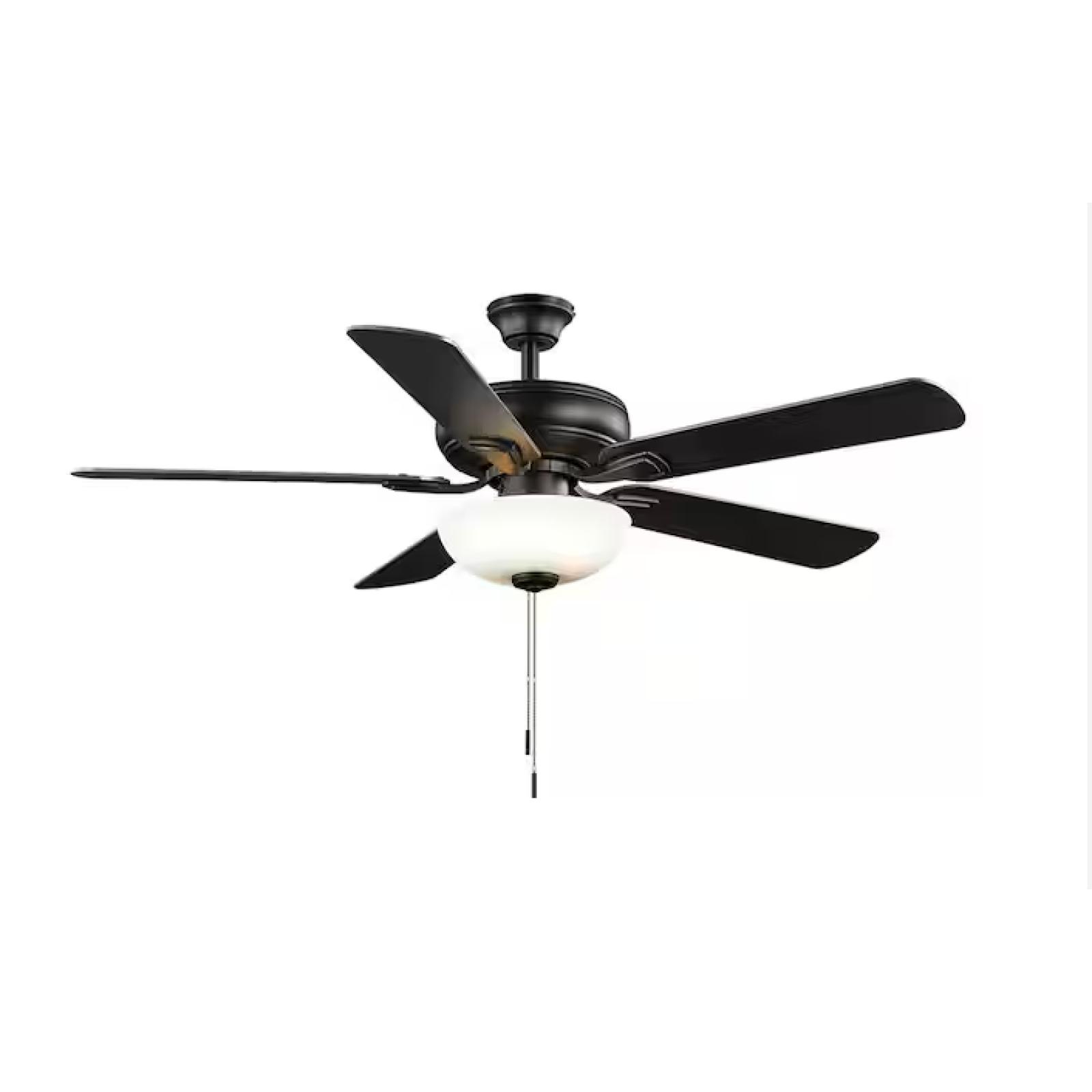 DALLAS LOCATION - Hampton Bay Rothley II 52 in. Indoor LED Matte Black Ceiling Fan with Light Kit (24 UNITS)