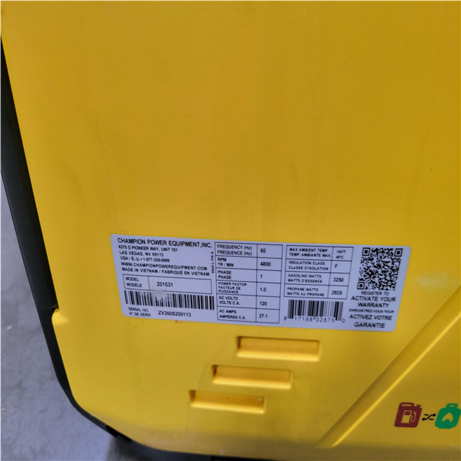 CALIFORNIA AS-IS CHAMPION PORTABLE GENERATOR