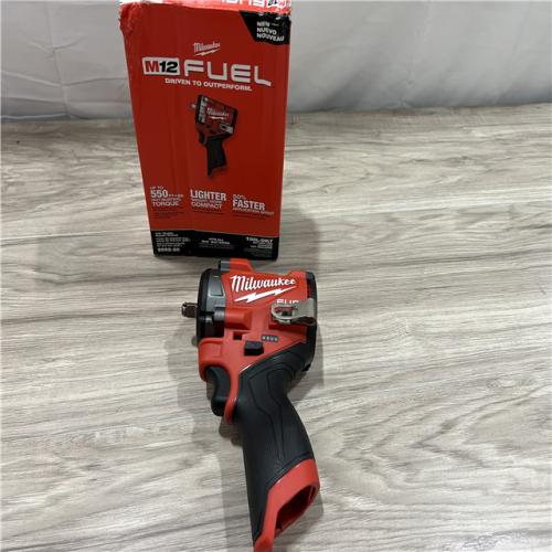 AS-IS Milwaukee  FUEL 12V Lithium-Ion Brushless Cordless Stubby 3/8 in. Impact Wrench (Tool-Only)