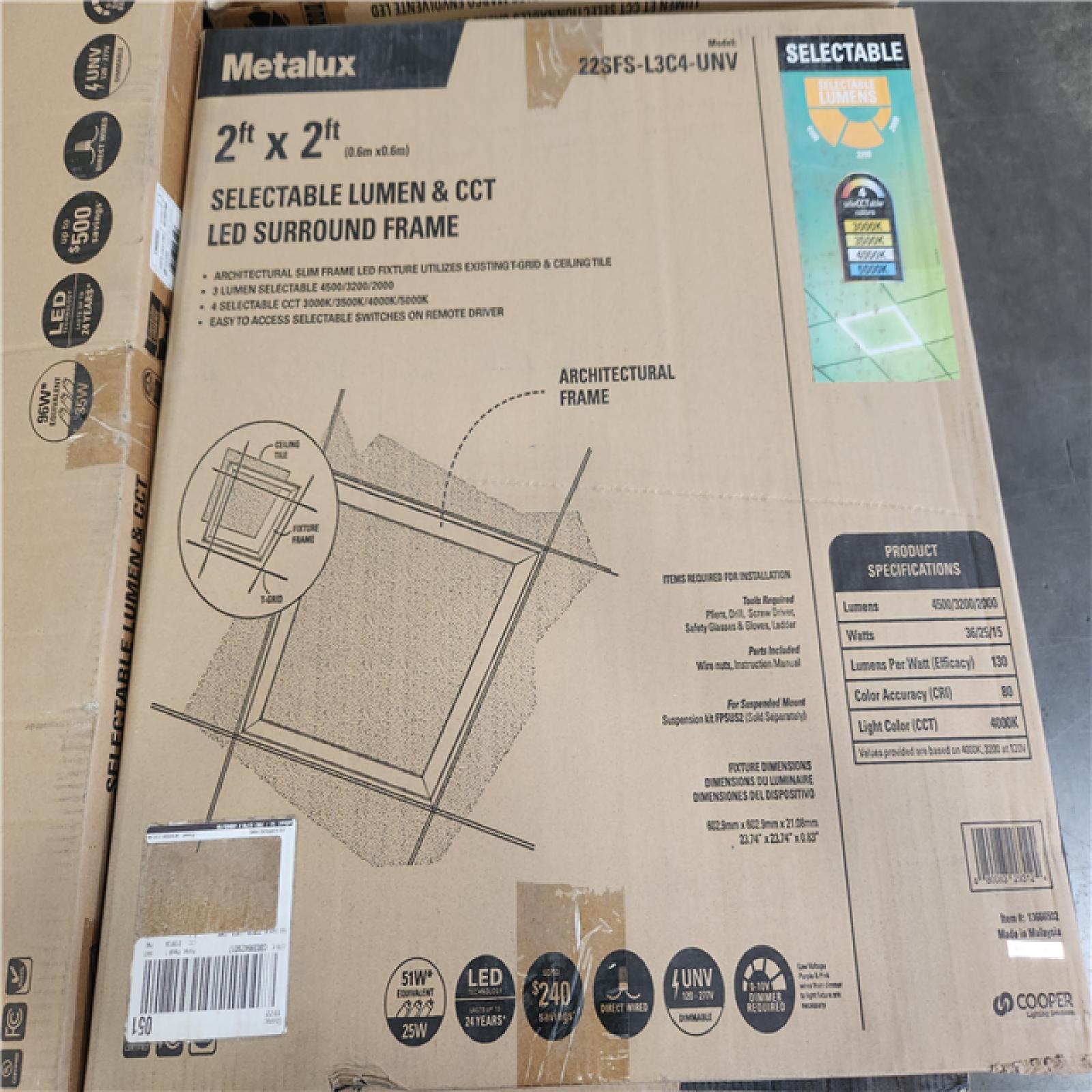 Phoenix AS-IS Mixed Metalux Selectable Lumen & CCT LED Surround Frame Pallet (36-Frames)