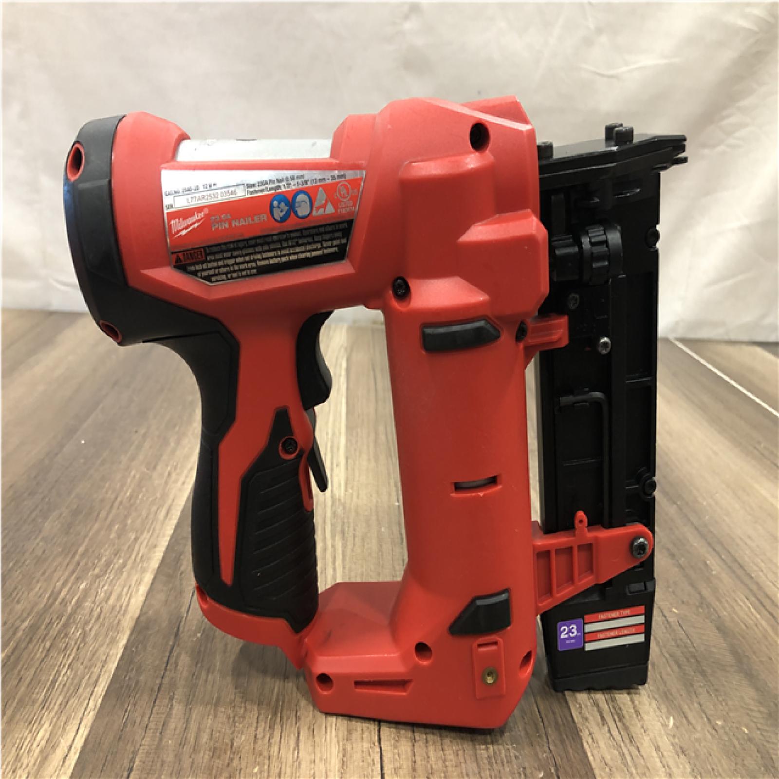 AS-IS Milwaukee M12 12-Volt 23-Gauge Lithium-Ion Cordless Pin Nailer (Tool-Only)