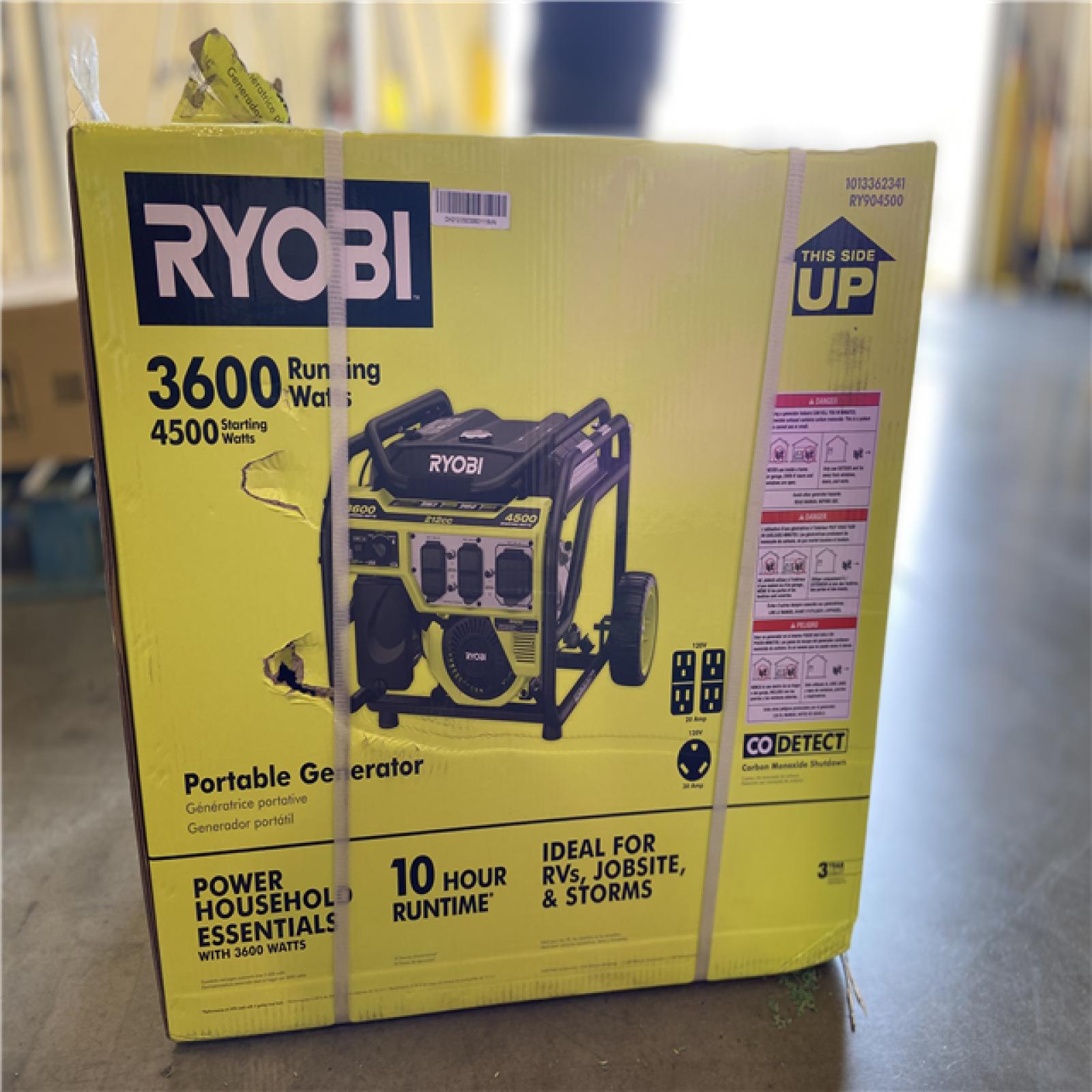 DALLAS LOCATION - RYOBI 3600-Watt Recoil Start Gasoline Powered Portable Generator with CO Shutdown Sensor
