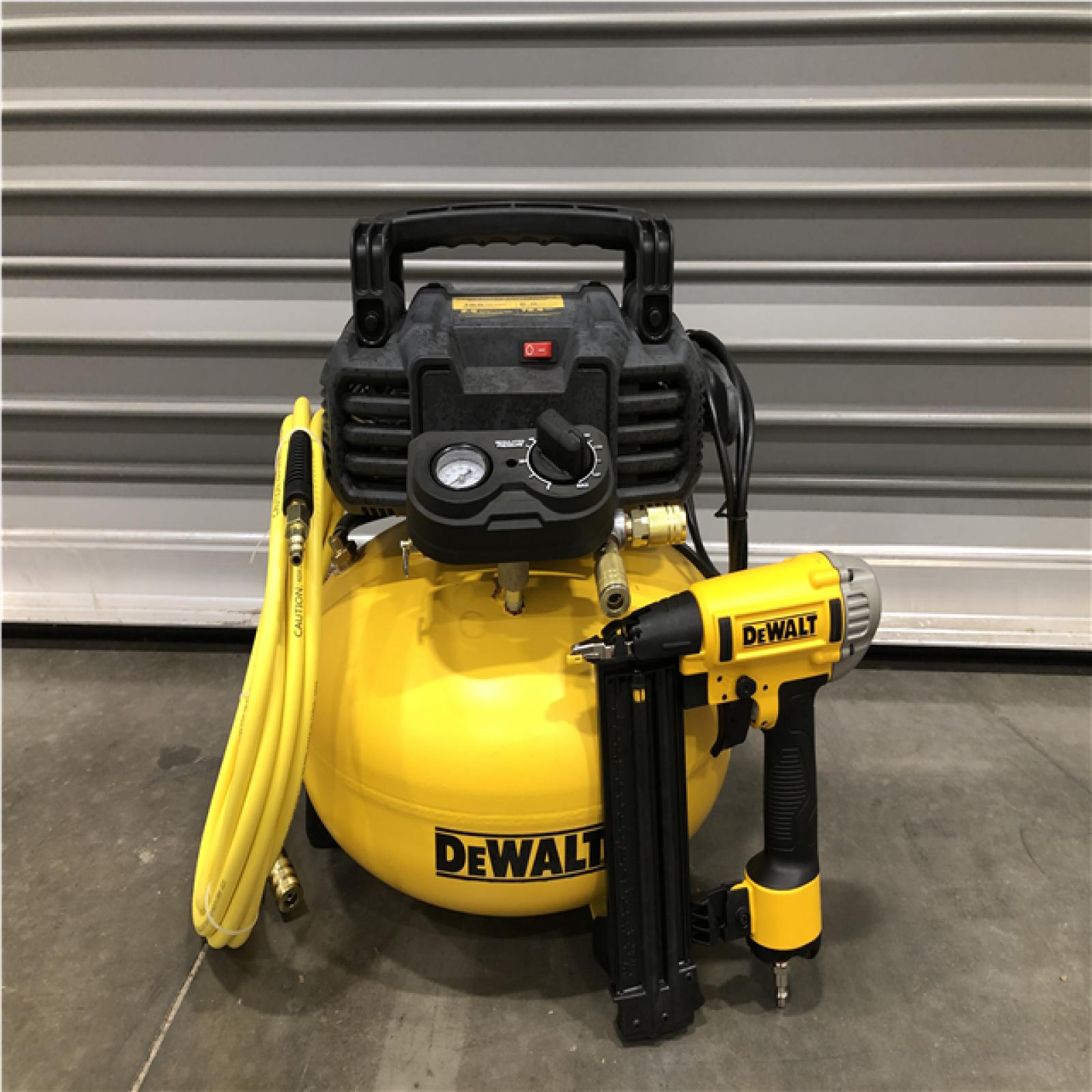 AS-IS DEWALT 6 Gal. 18-Gauge Brad Nailer and Heavy-Duty Pancake Electric Air Compressor Combo Kit