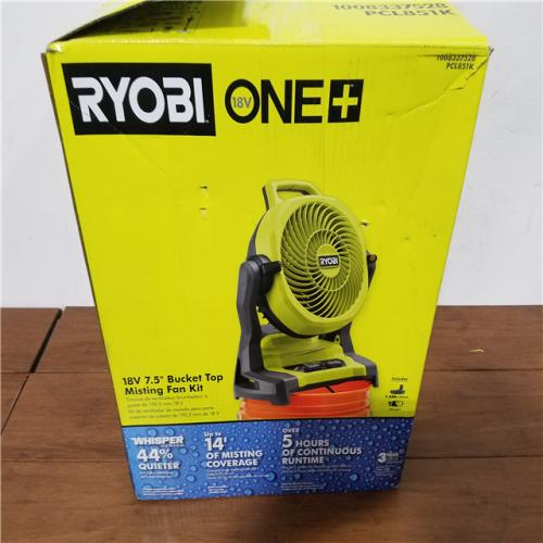 California NEW Ryobi One+ 18V 7.5 Bucket Top Misting Fan Kit  Includes (1) Battery & Charger