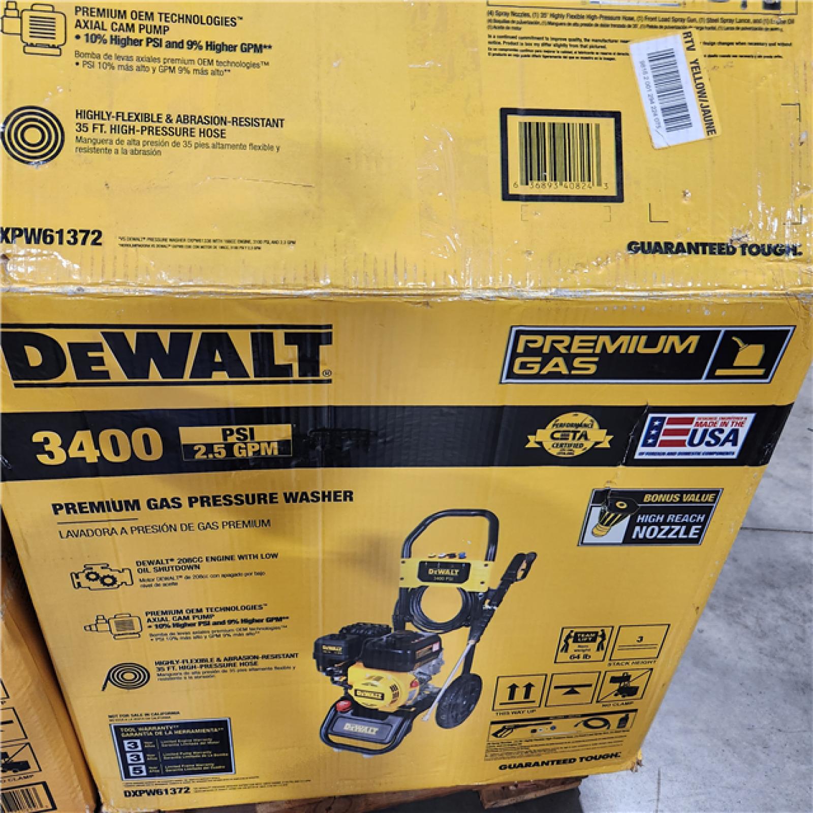 Dallas Location - As-Is DeWALT DXPW61372 3400 PSI Gas Pressure
