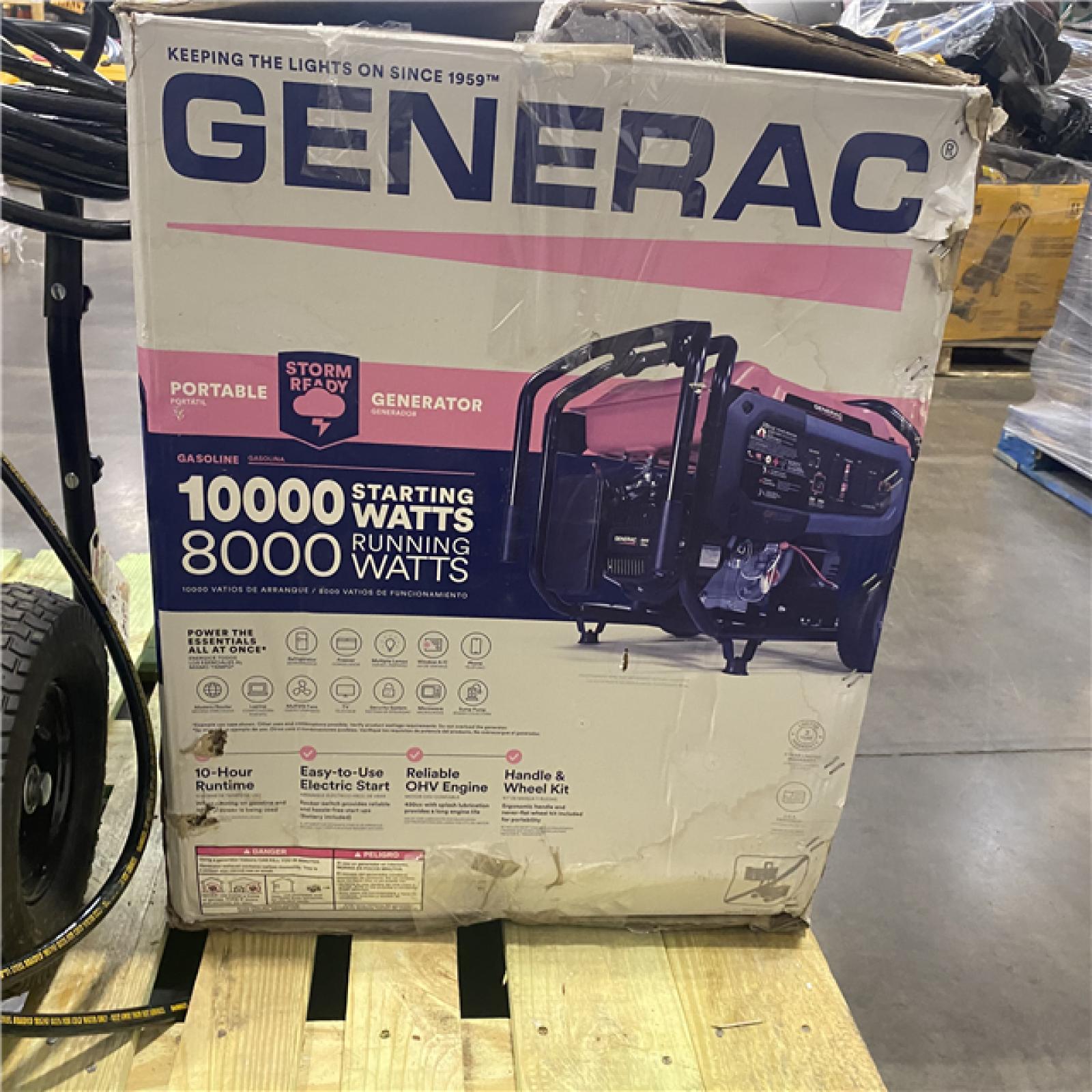 Dallas Location - As-Is Generac 10000 / 8000-Watt Electric Gasoline Portable Generator