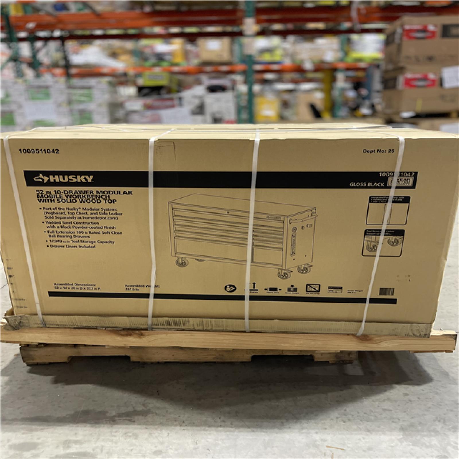 DALLAS LOCATION- AS-IS Husky Modular Tool Storage 52 in. W x 20 in. D Standard Duty Black Mobile Workbench Cabinet (2 UNITS)