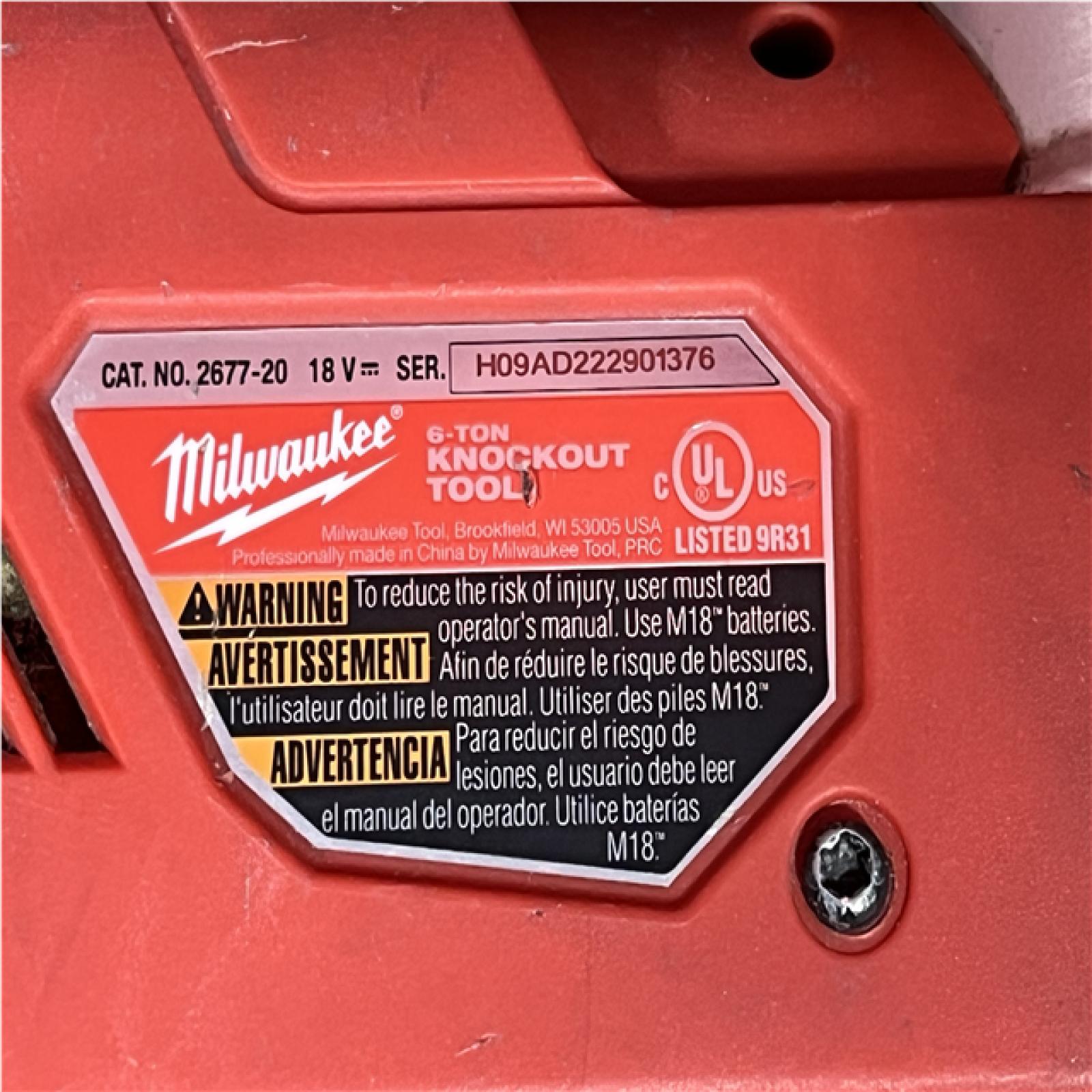 Houston Location AS-IS Milwaukee 18V Lithium-Ion Cordless FORCE LOGIC 1/2 in.-2 in. 6 Ton Knockout Tool