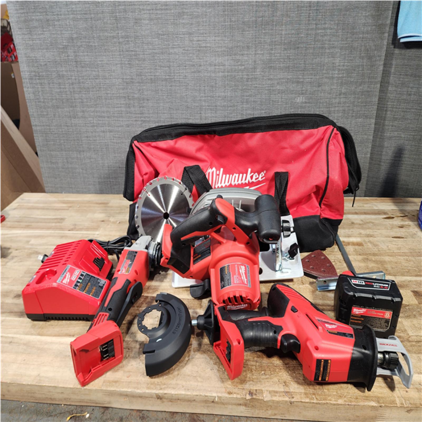 Houston Location AS-IS Milwaukee Circular Saw and Grinder and Hackzall and Battery and Charger