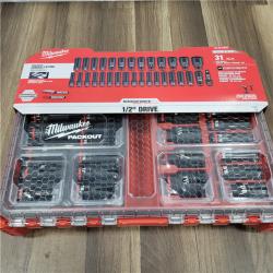 AS-IS Milwaukee SHOCKWAVE Impact-Duty 1/2 in. Drive Metric and SAE Deep Well Impact PACKOUT Socket Set (31-Piece)