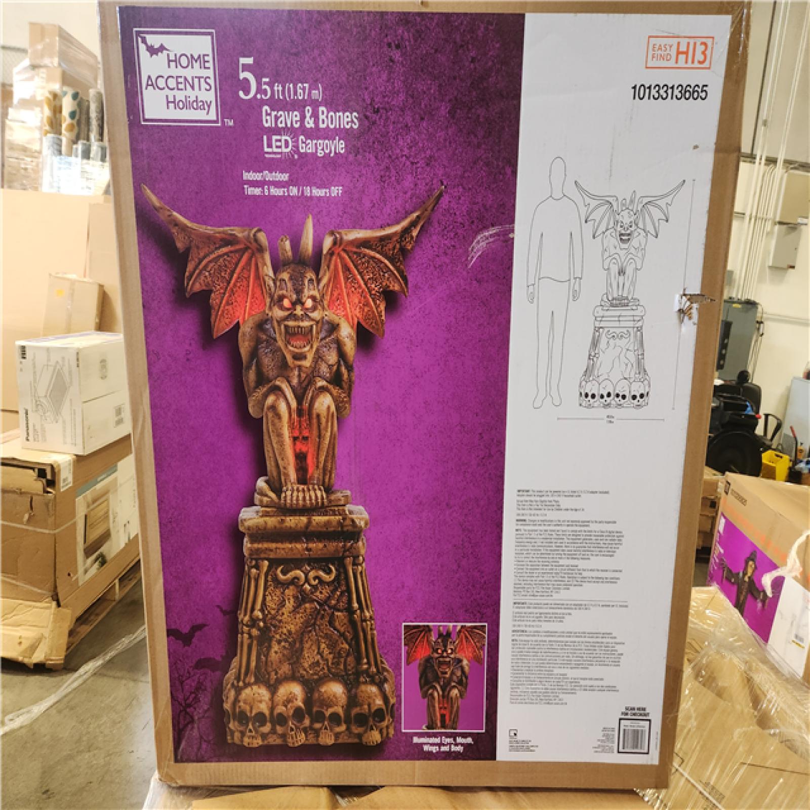 Phoenix NEW Home Accents Holiday 5.5 ft. Grave & Bones LED Gargoyle H13