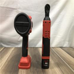 AS-IS Milwaukee 12/18V Lithium-Ion Cordless 3/8 in. Ratchet and 1/2 in. High Torque Impact Wrench with Friction Ring Combo Kit