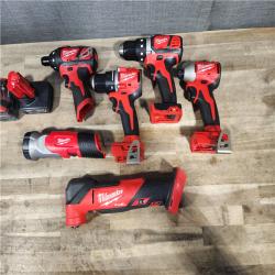 HOUSTON LOCATION - AS-IS MILWAUKEE 6 TOOL COMBO KIT W/ (2) BATTERY & CHARGER