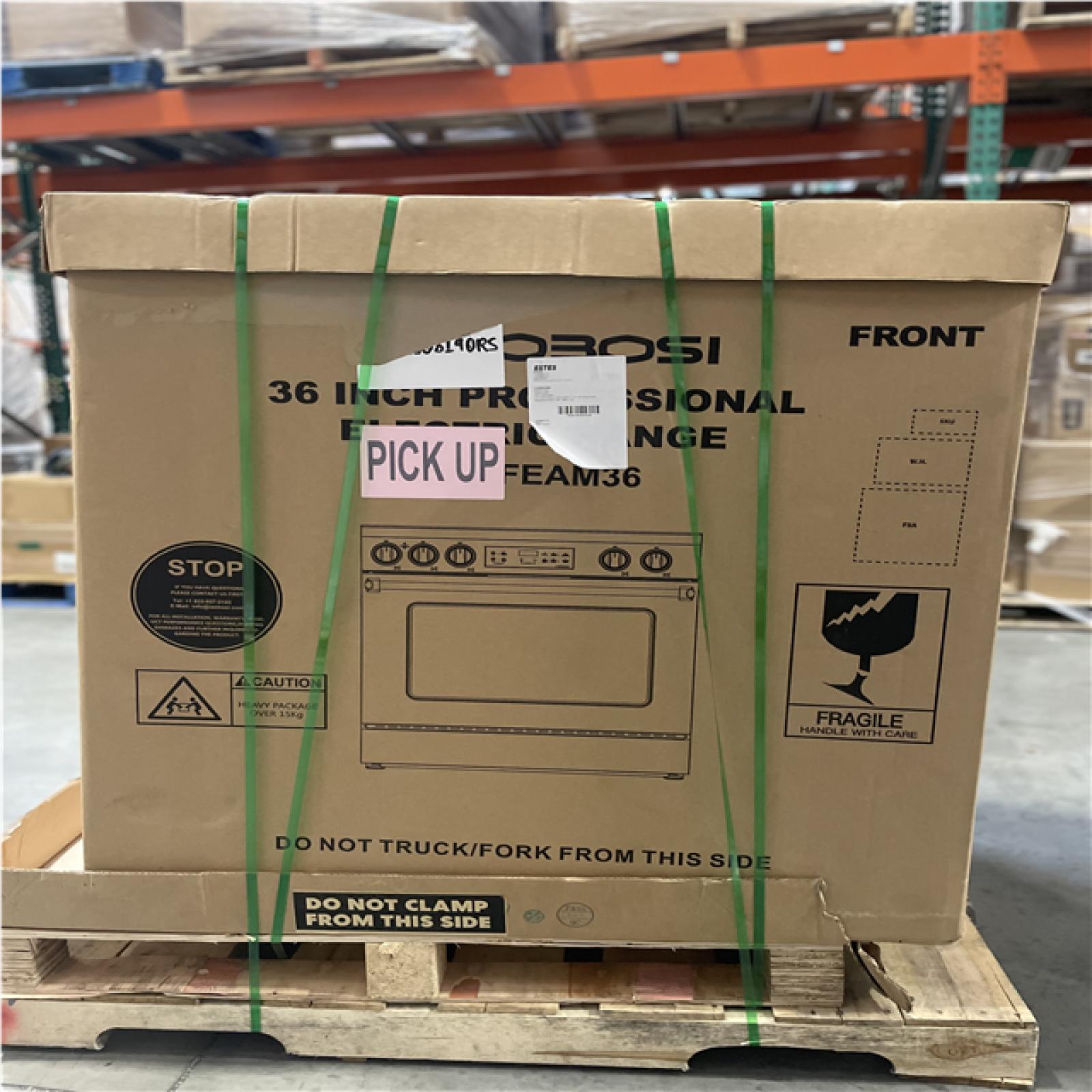 DALLAS LOCATION- AOBOSI 36 in. 5 Elements Free-Standing Electric Range in Stainless Steel  2-in-1 Ceramic Cooktop & Range Oven with Air Fryer