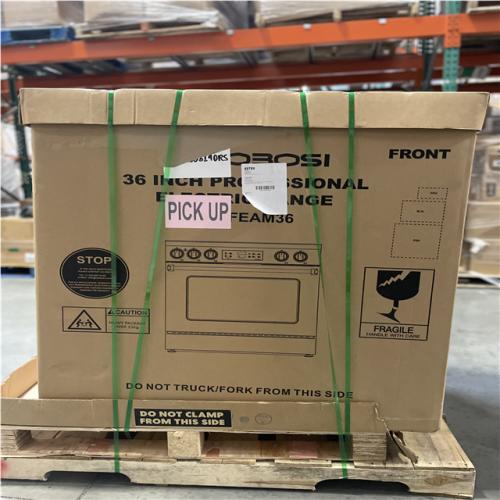 DALLAS LOCATION- AOBOSI 36 in. 5 Elements Free-Standing Electric Range in Stainless Steel  2-in-1 Ceramic Cooktop & Range Oven with Air Fryer