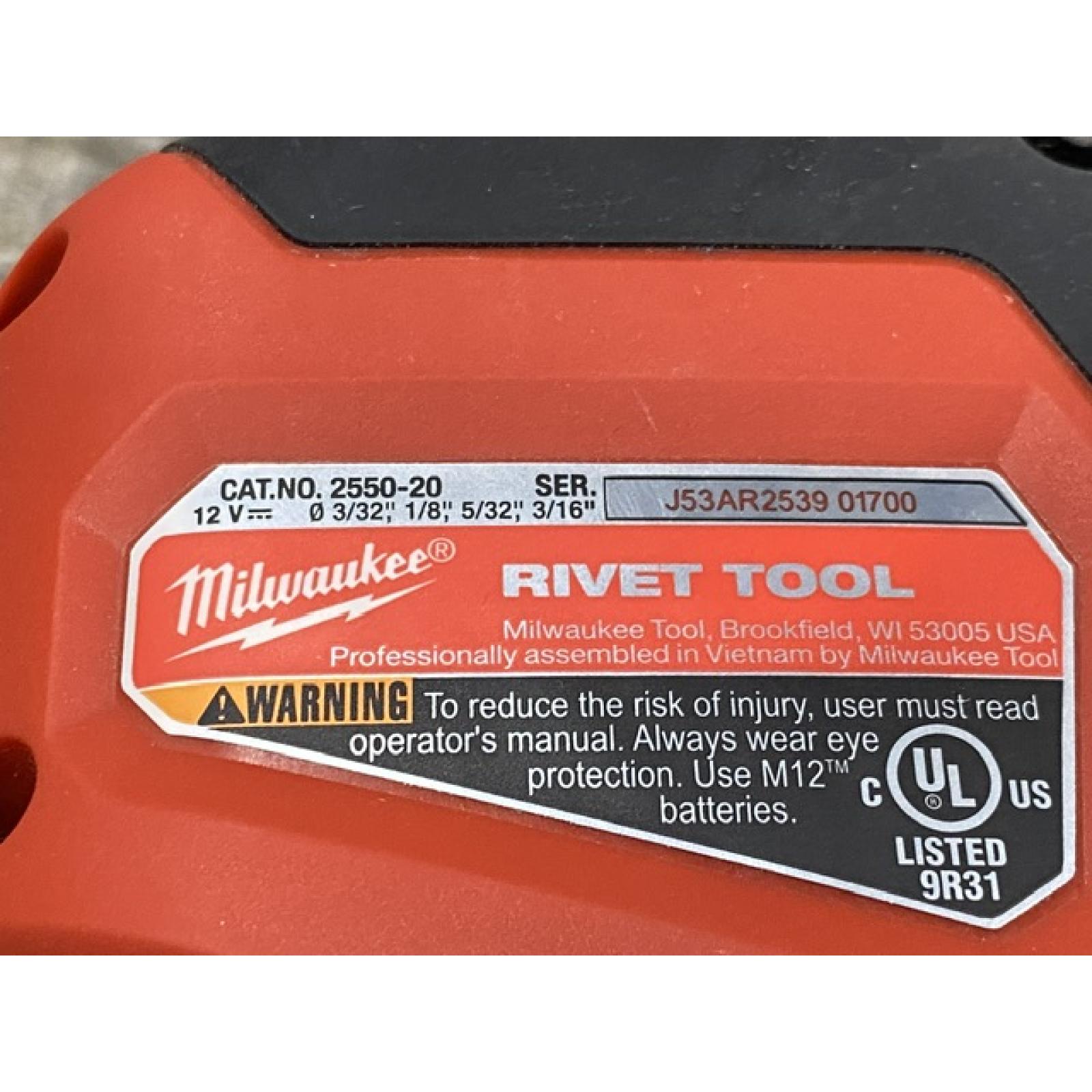 AS-IS Milwaukee 12-Volt Lithium-Ion Cordless Rivet Tool (Tool-Only)