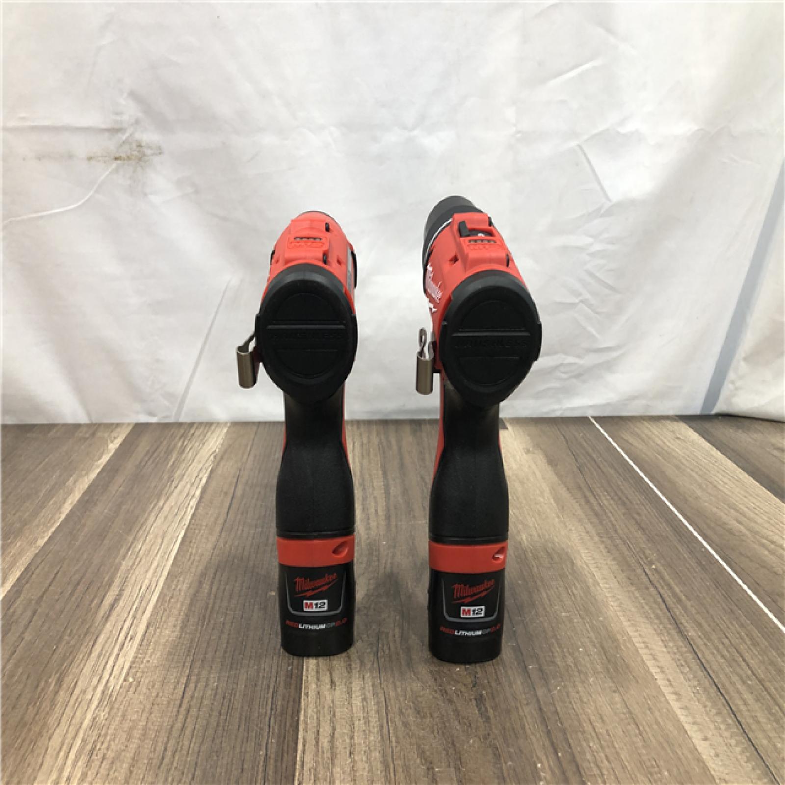 AS-IS  Milwaukee 12-Volt Lithium-Ion Brushless Cordless Subcompact Drill and Impact Driver Combo Kit