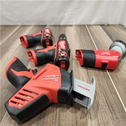 AS-IS - Milwaukee M12 12V Brushed Cordless (4-Tool) Combo Kit