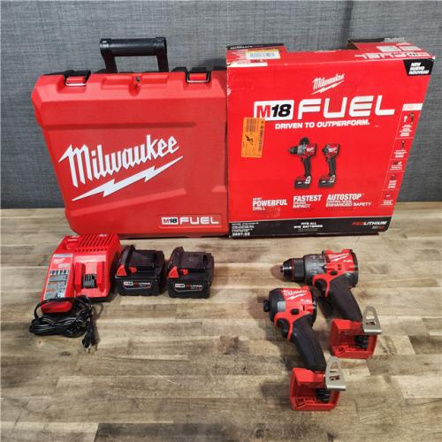 HOUSTON LOCATION - AS-IS (APPEARS LIKE NEW) MILWAUKEE FUEL 18V Lithium-Ion Brushless Cordless Hammer Drill and Impact Driver Combo Kit (2-Tool) with 2 Batteries