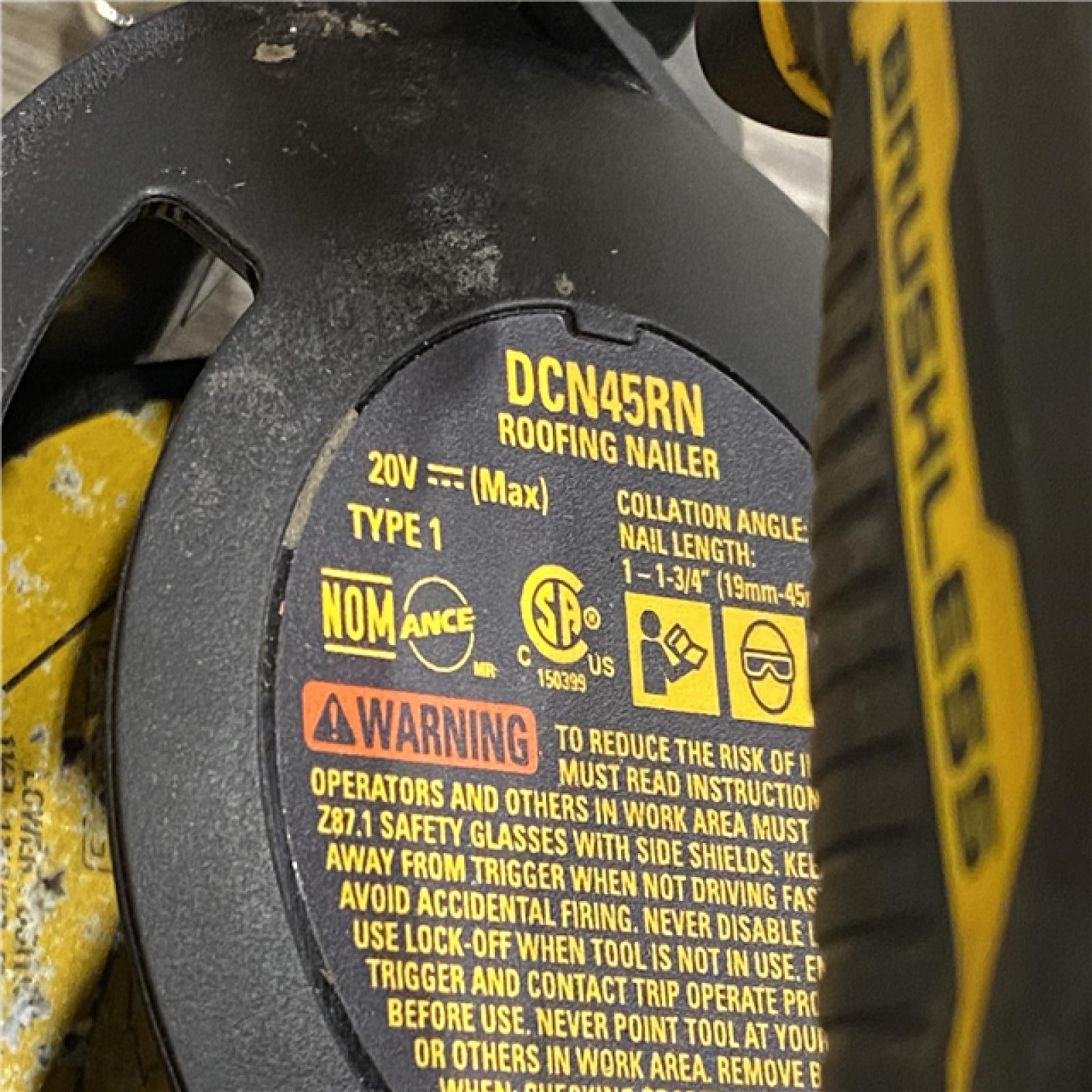 AS-IS DEWALT 20V MAX Lithium-Ion 15-Degree Electric Cordless Roofing Nailer Kit