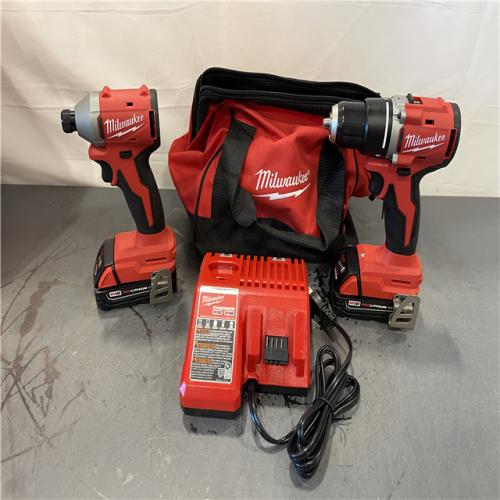 AS-IS - Milwaukee M18 18V Lithium-Ion Brushless Cordless Compact Drill/Impact (2 Tool) Combo Kit