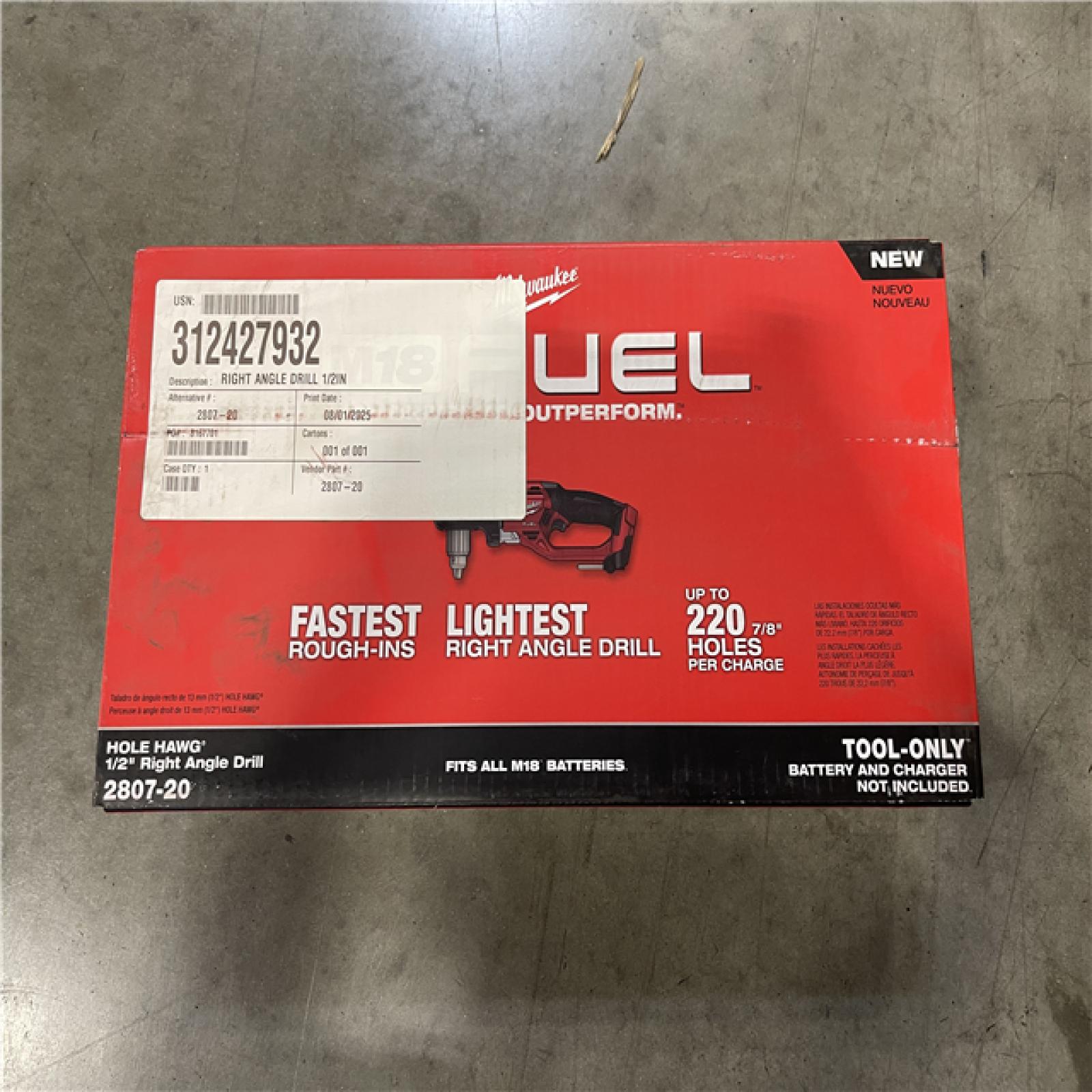 NEW! - Milwaukee M18 FUEL GEN II 18V Lithium-Ion Brushless Cordless 1/2 in. Hole Hawg Right Angle Drill (Tool-Only)