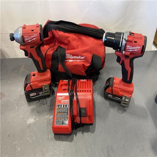 AS-IS - Milwaukee M18 18-Volt Lithium-Ion Brushless Cordless Compact Hammer Drill/Impact Combo Kit