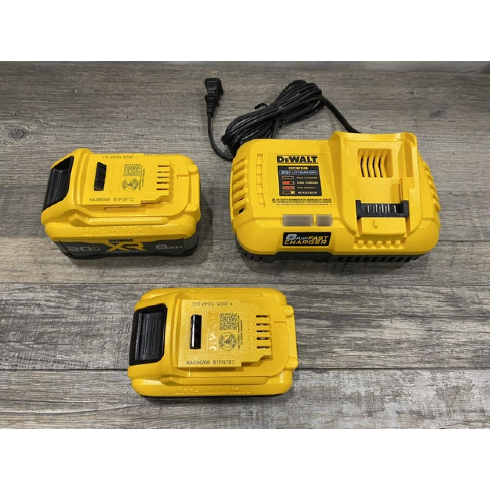 AS-IS DEWALT 20V XR Lithium-Ion Starter Pack with 8.0 Ah and 4.0 Ah Battery Packs and Charger