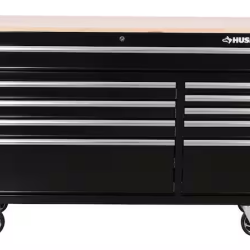 DALLAS LOCATION- AS-IS HUSKY 52 in. W x 20 in. 10 Drawer Mobile Workbench Gloss Black/Wood Top PALLET (2 UNITS)