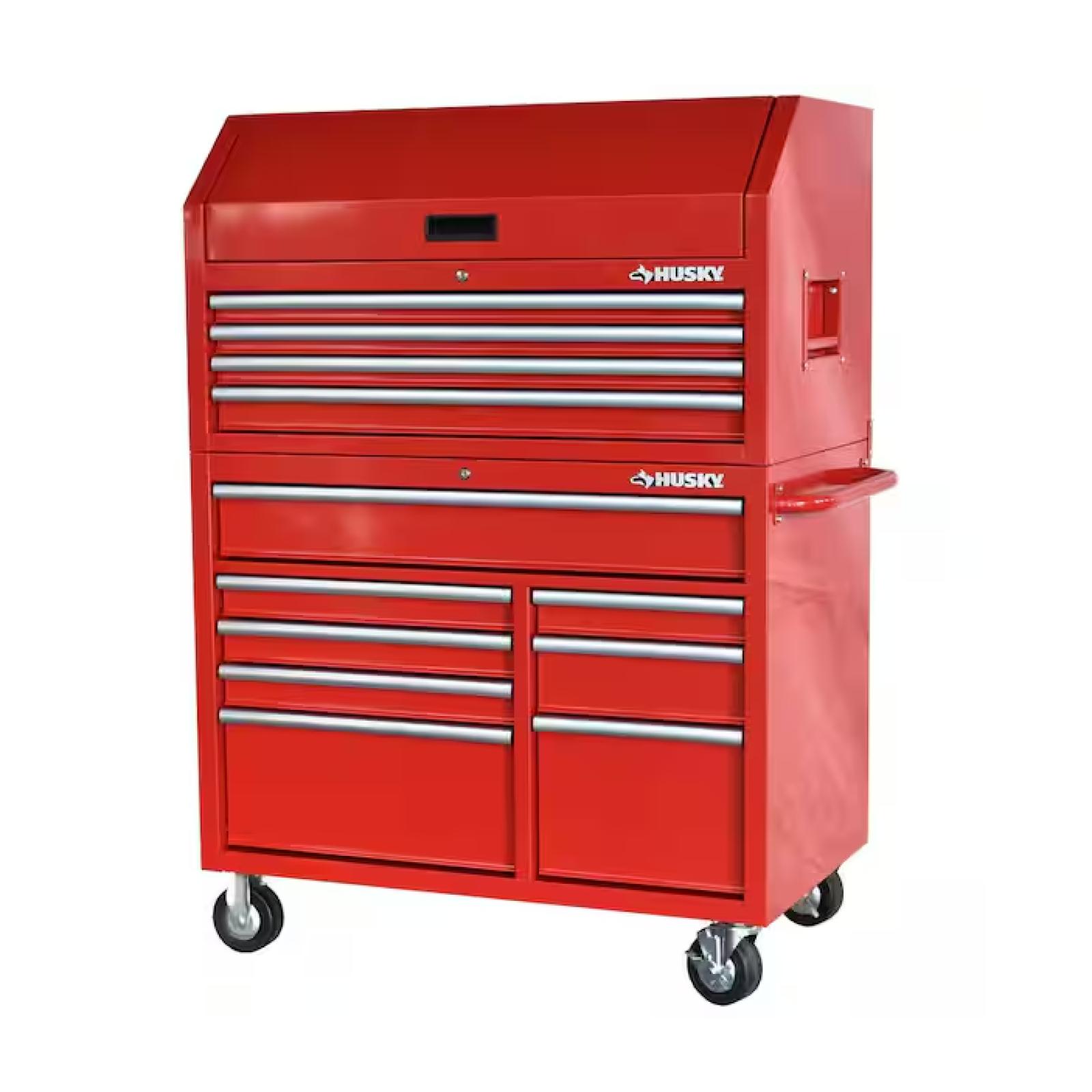 DALLAS LOCATION - HUSKY 42 in. 12-Drawer 24.5 in. Deep Tool Chest/Rolling Cab Set Gloss Red PALLET-(2 SETS)