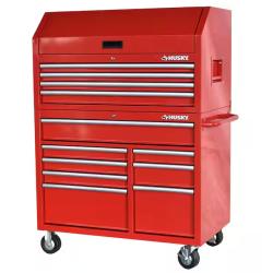 DALLAS LOCATION - HUSKY 42 in. 12-Drawer 24.5 in. Deep Tool Chest/Rolling Cab Set Gloss Red PALLET-(2 SETS)