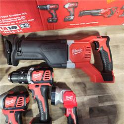 HOUSTON LOCATION - AS-IS (APPEARS LIKE NEW) MILWAUKEE M18 18V Lithium-Ion Cordless Combo Tool Kit with Two 3.0Ah Batteries, 1-Charger, 1-Tool Bag (4-Tool)