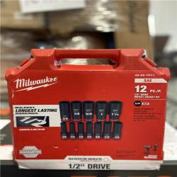 NEW! - Milwaukee SHOCKWAVE 1/2 in. Drive SAE Deep Well Impact Socket Set (12-Piece)