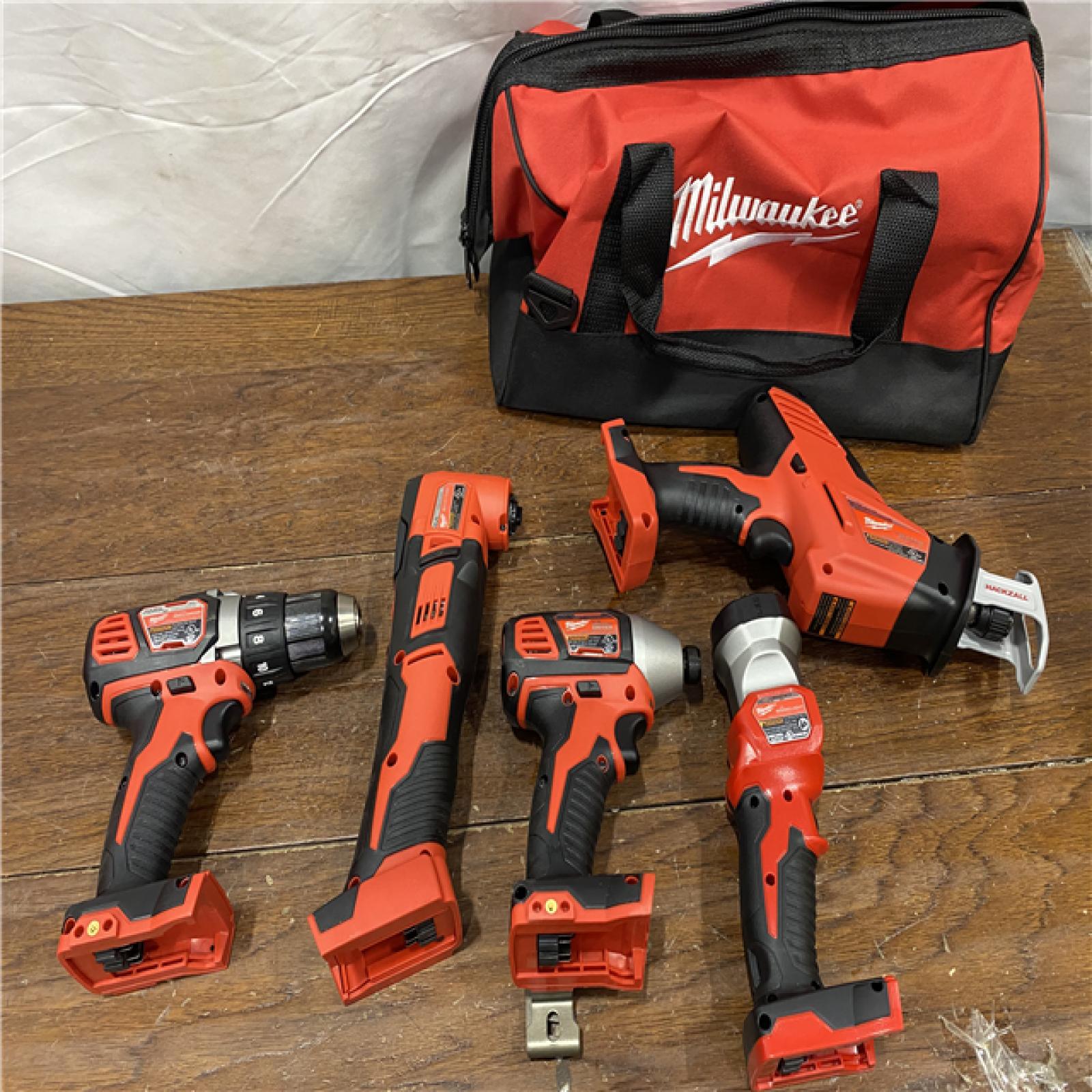 AS-IS Milwaukee M18 18V Lithium-Ion Cordless Combo Tool Kit (5-Tool) with Two 3.0 Ah Batteries, Charger and Tool Bag