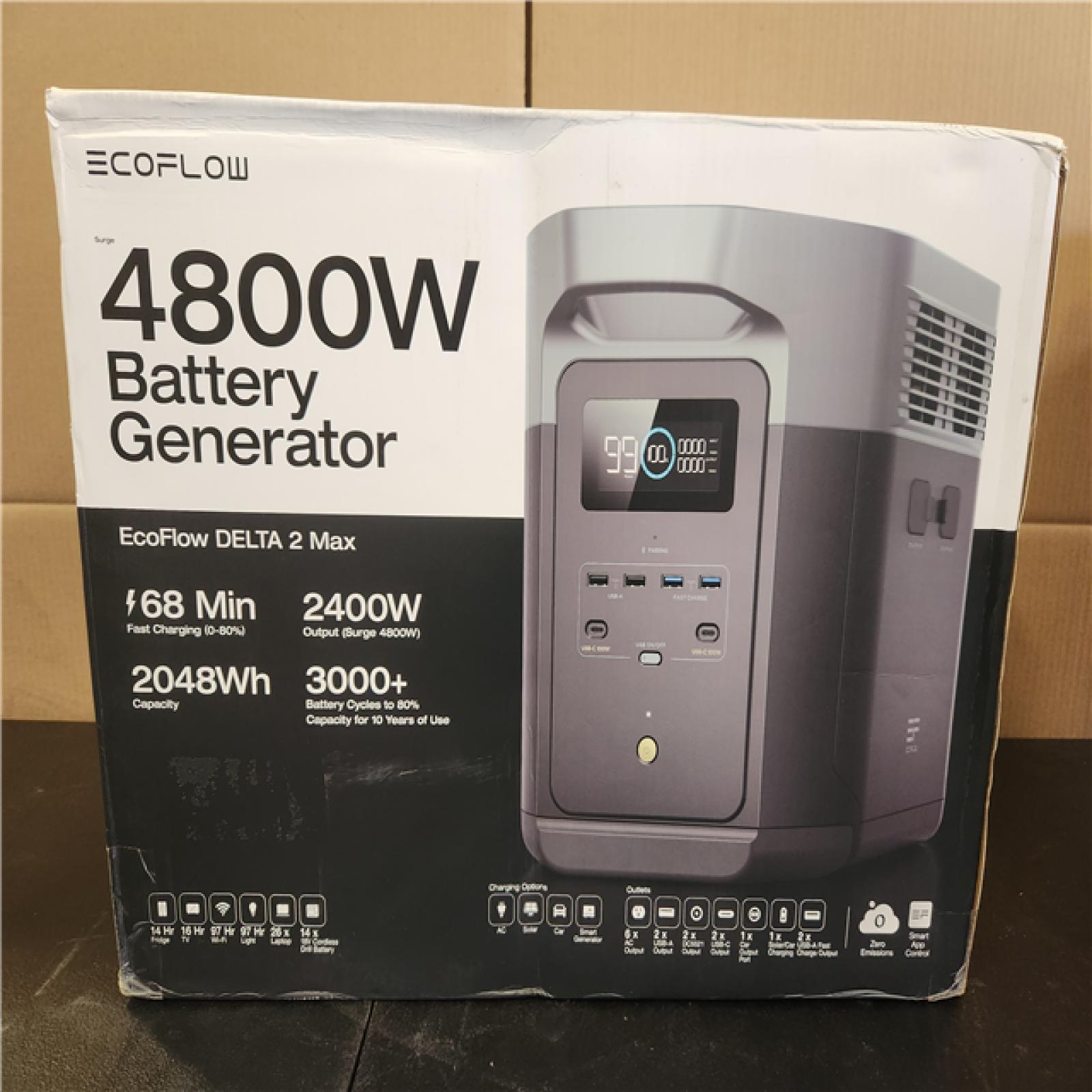 Phoenix NEWEcoFlow Battery Generator DELTA 2 Max Solar Generator  2400W Output 2048Wh LFP Power Station for Home Backup Push-Button