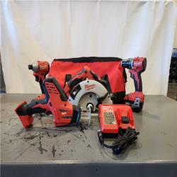AS-IS- Milwaukee M18 18-Volt Lithium-Ion Brushless Cordless Combo Kit (4-Tool) with 2-Batteries, 1-Charger and Tool Bag
