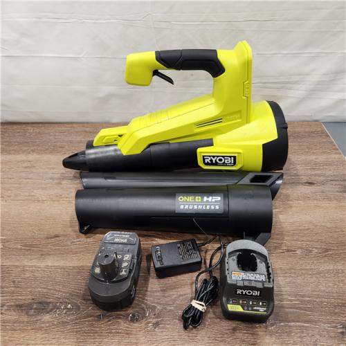 AS IS RYOBI 18V ONE+ HP Brushless110 MPH 350 CFM Cordless Jet-Fan Leaf Blower with 4.0Ah Battery and Charger