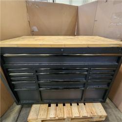 Phoenix AS-IS Husky 61 in. W x 23 in. D Heavy Duty 15-Drawer Mobile Workbench Tool Chest with Solid Wood Top in Matte Black