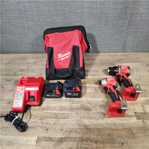HOUSTON LOCATION - AS-IS M18 18-Volt Lithium-Ion Brushless Cordless Compact Hammer Drill/Impact Combo Kit (2-Tool) with (2) Batteries  Bag