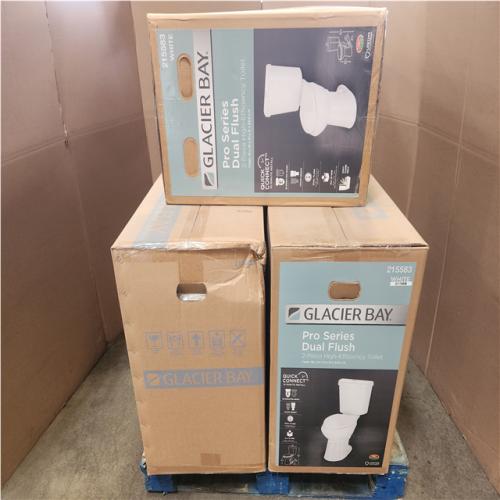 Phoenix NEW Glacier Bay 12 in. Rough In 2-Piece 1.0 GPF/1.28 GPF Dual Flush Elongated Toilet in White, Seat Included Pallet of 4