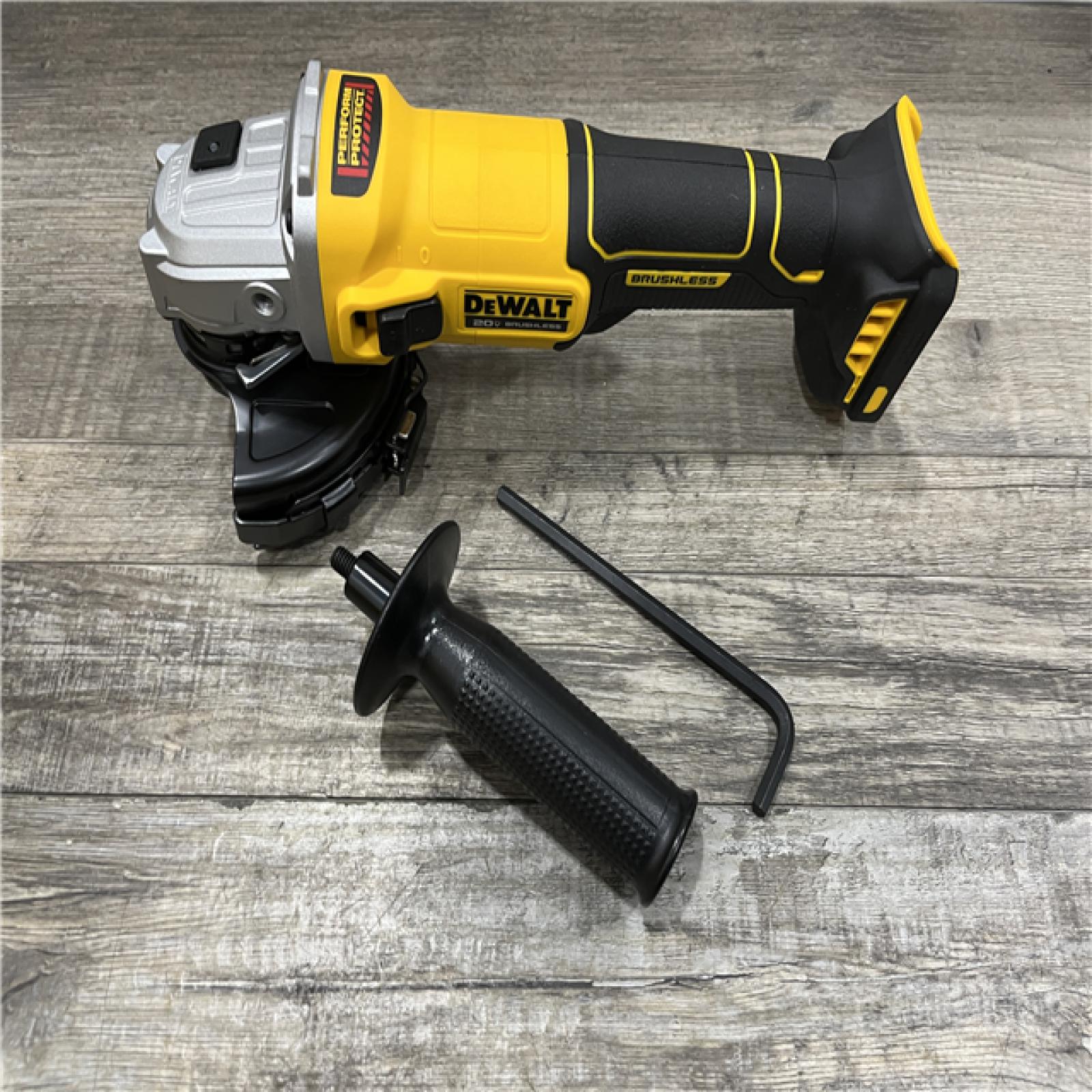 AS-IS DEWALT 20-Volt MAX Cordless Brushless 4-1/2 in. Angle Grinder with Slide Switch (Tool Only)