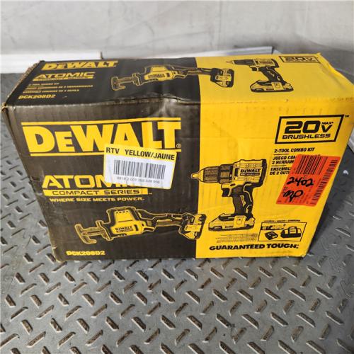 Houston location- AS-IS DEWALT 20-Volt Maximum Lithium-Ion Cordless 2-Tool Combo Kit with (2) Batteries, Charger and Bag