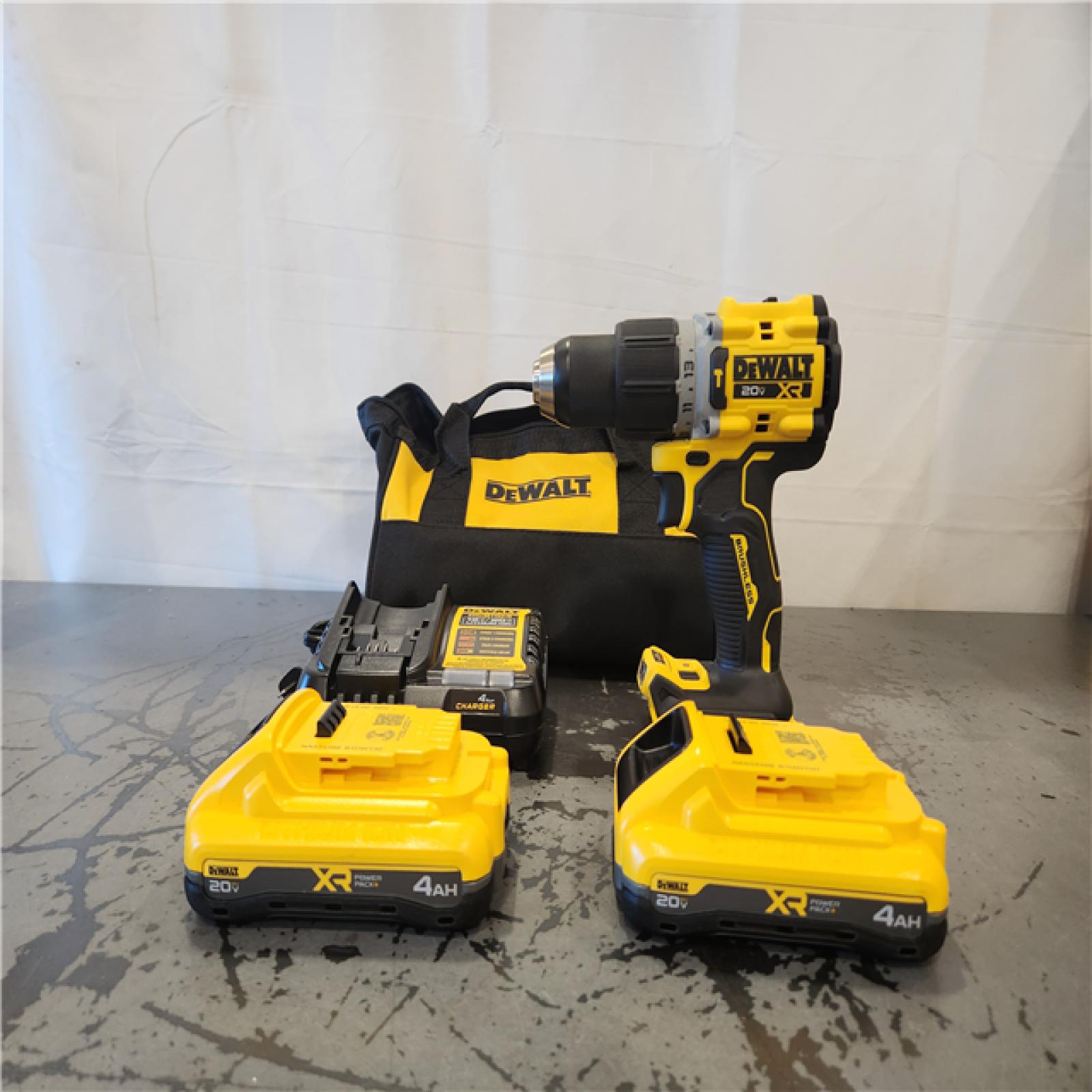 AS-IS- DeWalt 20V XR Lithium-Ion Cordless Brushless 1/2 in. Drill/Driver Kit with (2) 4.0 Ah Batteries and Charger