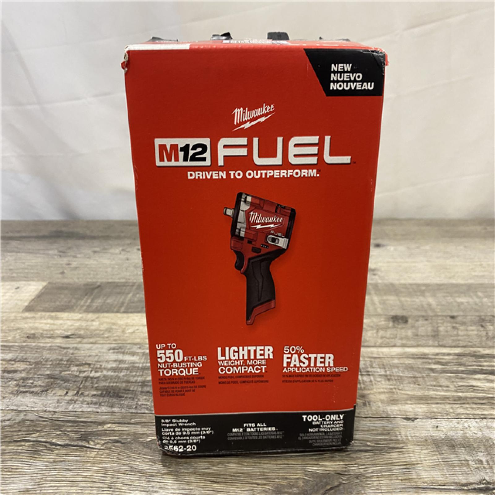 NEW - Milwaukee FUEL 12V Lithium-Ion Brushless Cordless Stubby 3/8 in. Impact Wrench (Tool-Only)