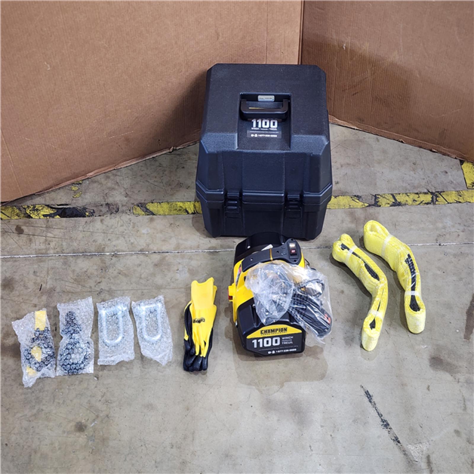 HOUSTON LOCATION - AS-IS Champion Power Equipment 1100 Lb. Portable 120-Volt Electric Winch Kit  Pulling and Lifting Capability